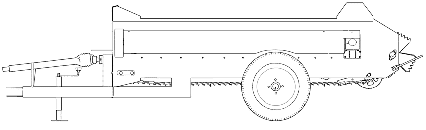 PTO Manure Spreader, 50 cu ft – Small Manure Spreader Line Drawing