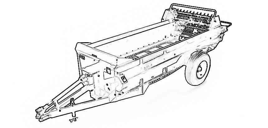 PTO Manure Spreader, 125 cu ft – Horse Manure Spreader Line Drawing